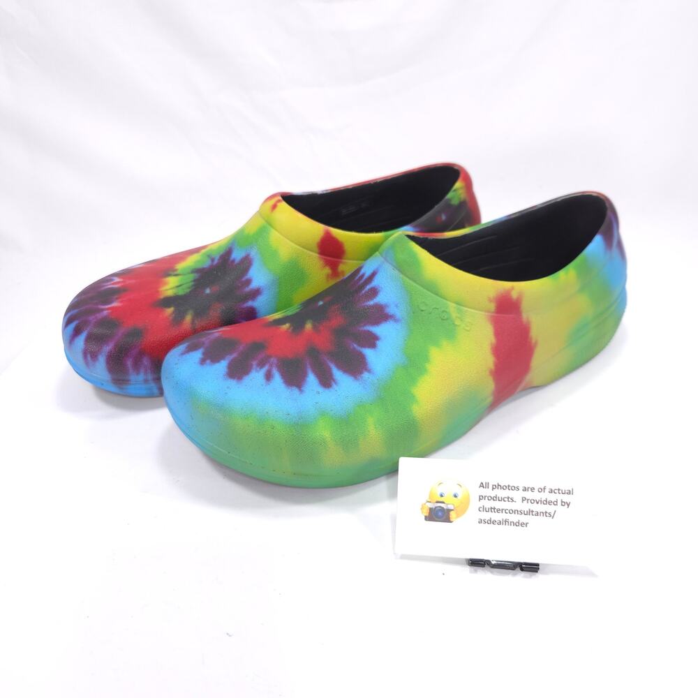 Crocs Slip Resistant Slip On Comfort Clog Mens Size 12 Tie Dye